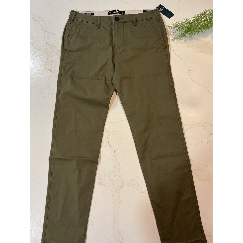 Hollister Epic Flex Skinny Chino Pants Mens 30x30 Olive Green Stretch Trousers
